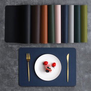 YHC® PVC double-sided litchi leather table mat